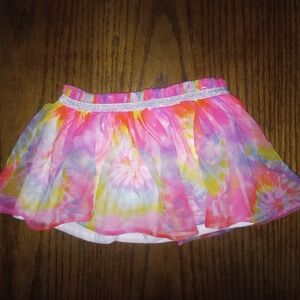 Colorful Tie-Dye Tutu Skirt with Silver Waistband